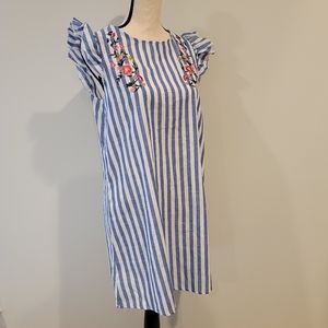 Blue and White Striped Dress